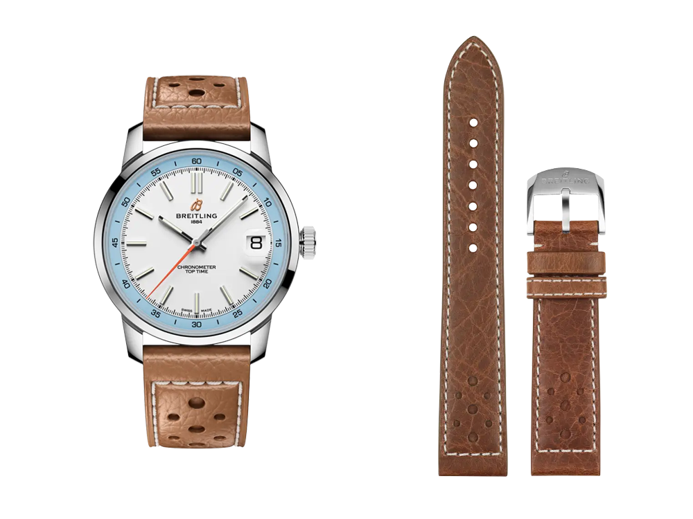 brown calfskin leather strap
