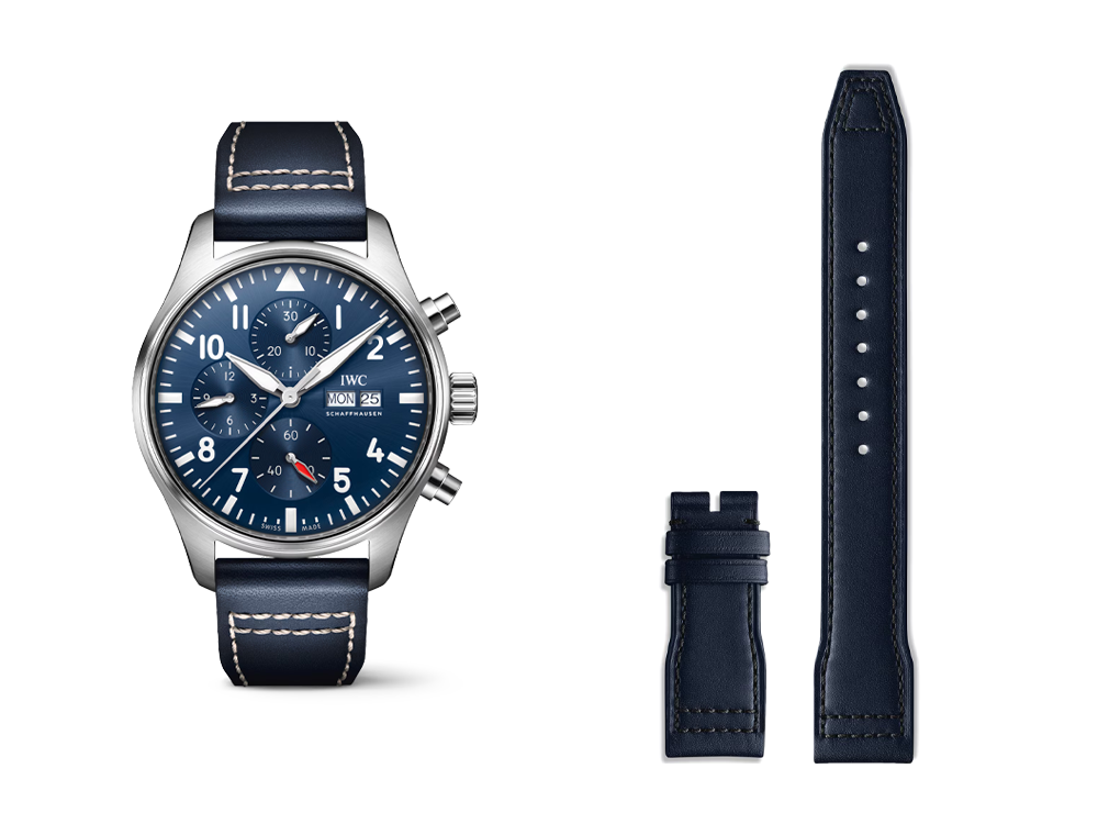 blue calfskin leather strap
