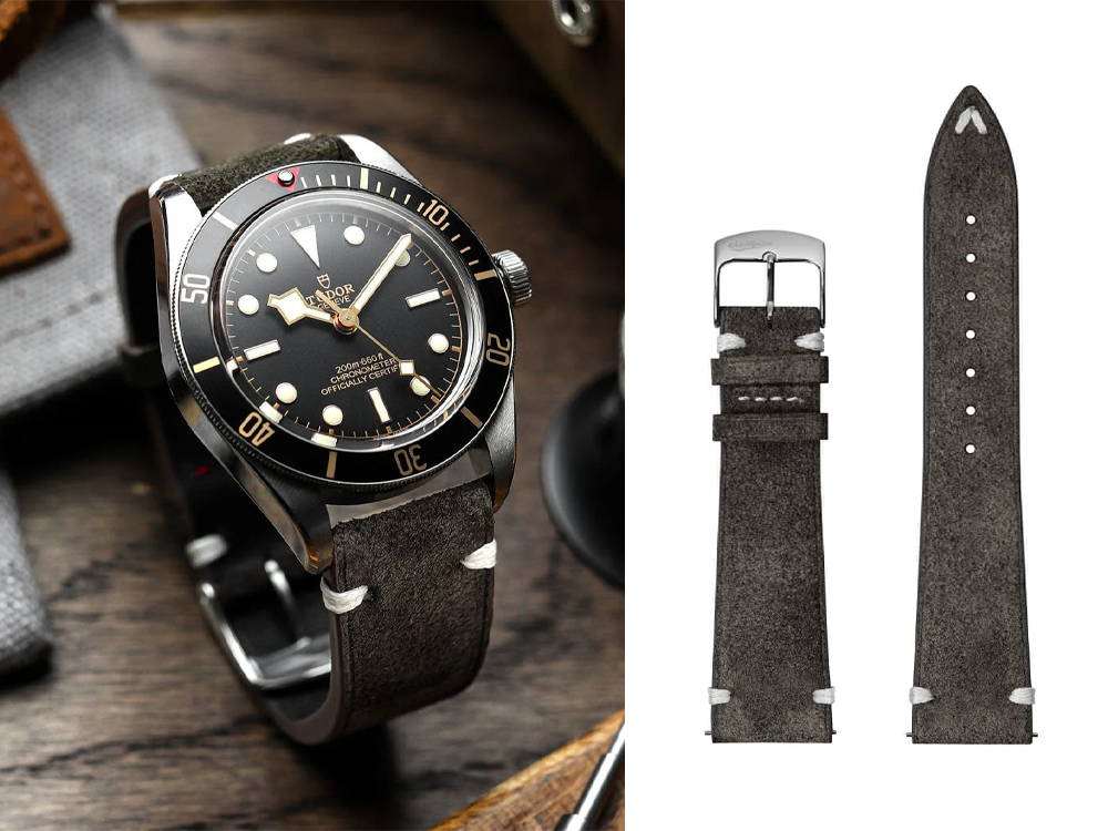 Watch Gecko grey suede leather strap