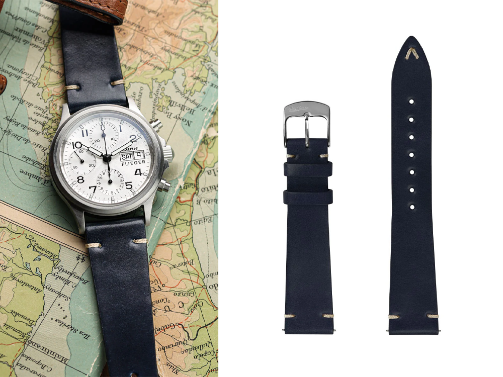 Watch Gecko navy shell cordovan leather watch strap