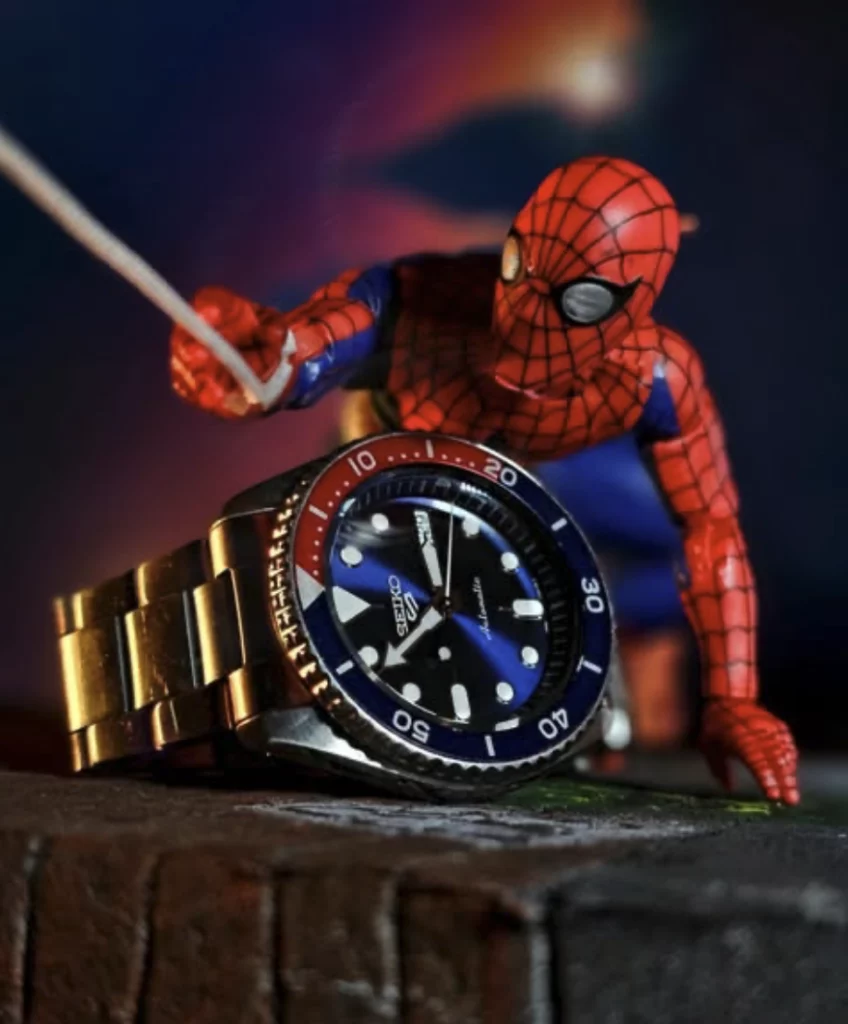 Spiderman with Seiko watch